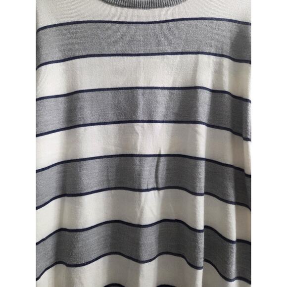 Cedar Wood State Mens Medium Grey Whit Navy Stripe Long Sleeve Striped Sweater - Picture 3 of 6
